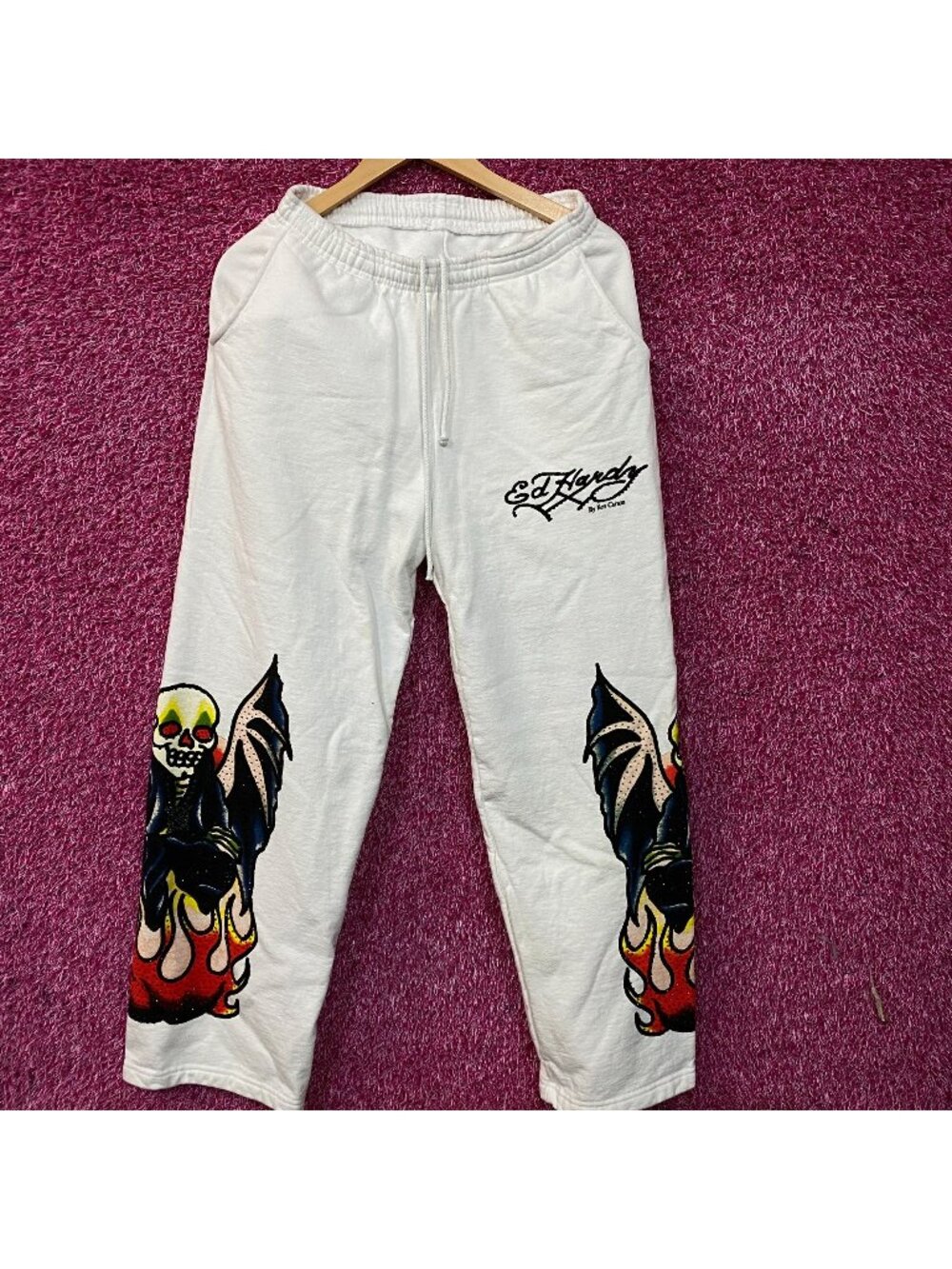Ed Hardy x Ken Carson Xman Rhinestone Baggy Sweatpants  Joggers Medium